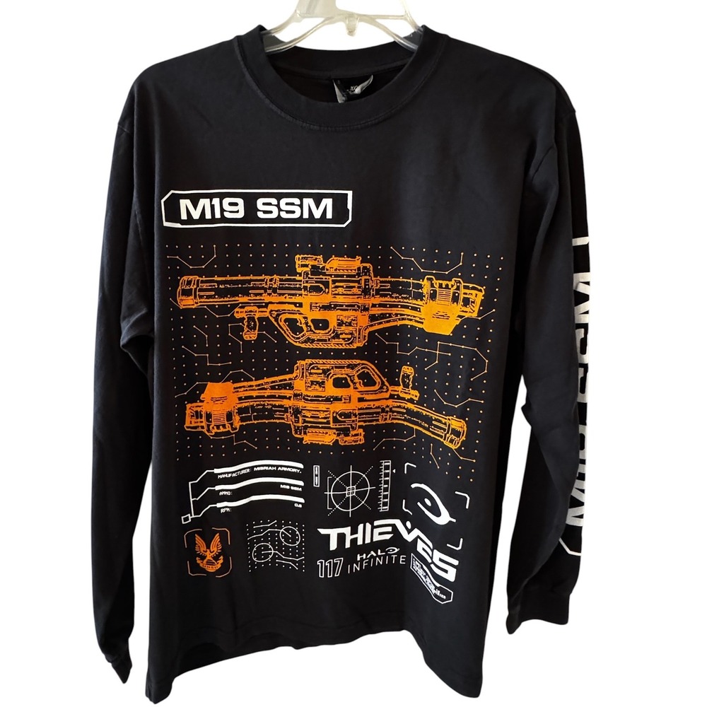 100 Thieves Halo Infinite M19 SSM Long Sleeve Shirt Black Mens Large NWT